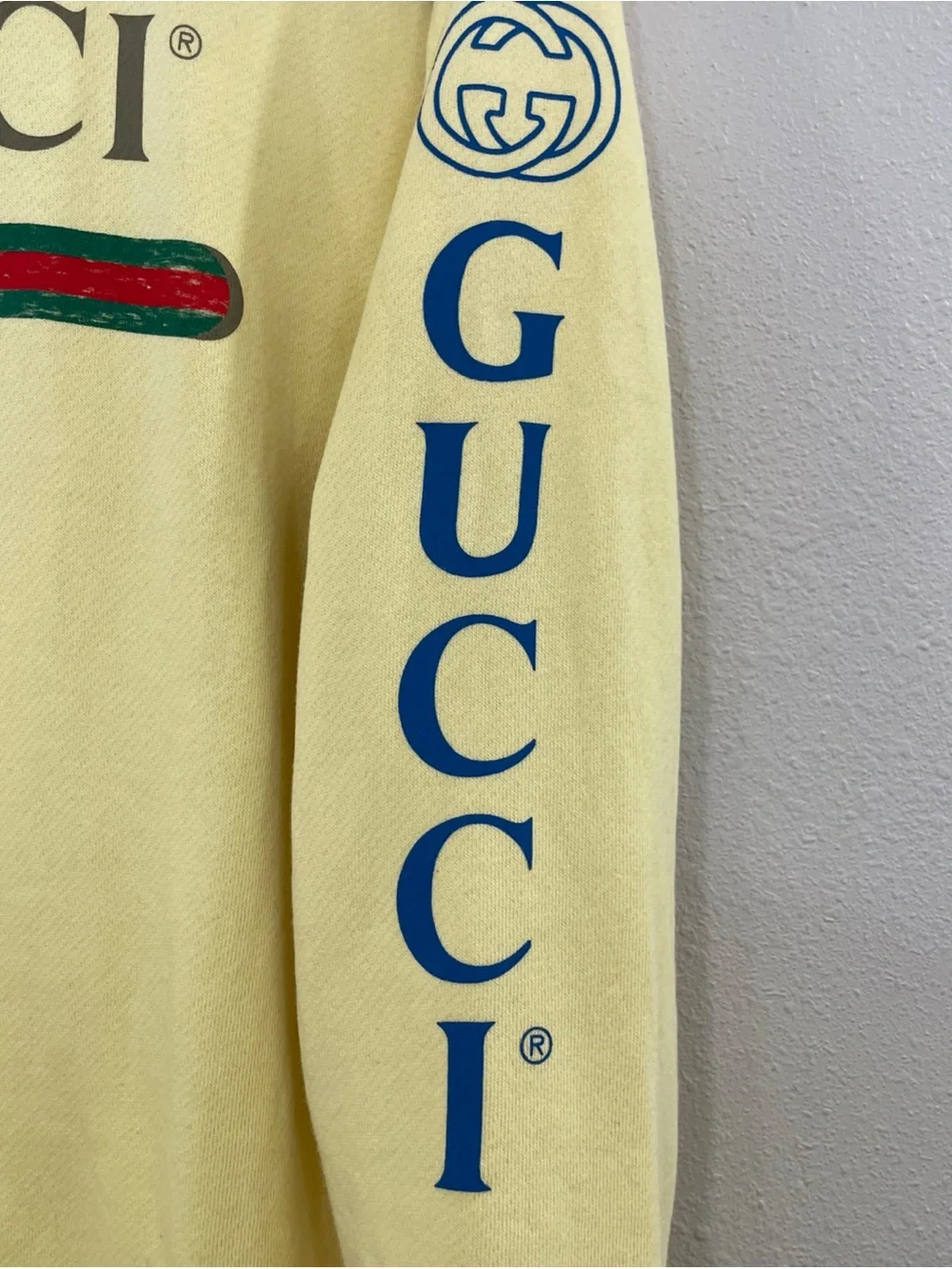 Gucci Yellow Crewneck Sweatshirt with Leaping Jaguar Graphic